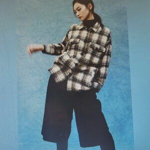 Zara -  Black, Taupe & White  Women's Oversized Tweed Jacket